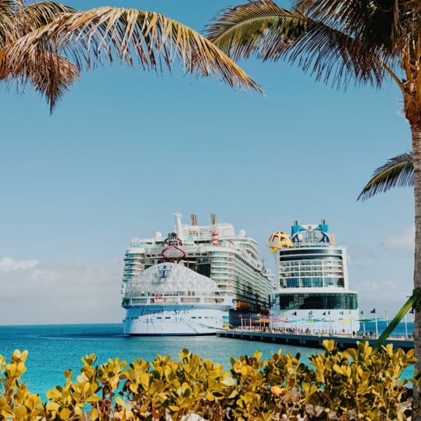 Utopia of the Seas and Odyssey of the Seas docked in CocoCay