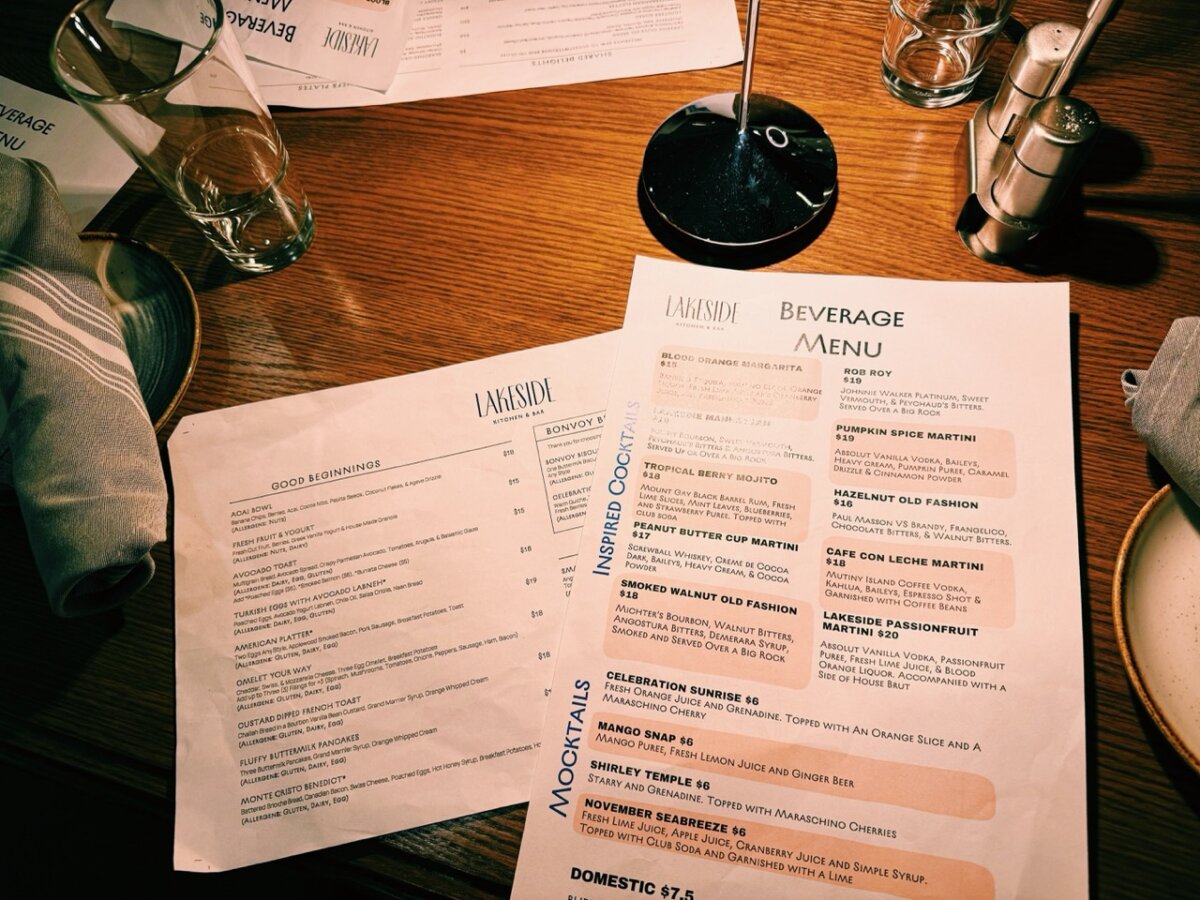 Cocktails at Lakeside Kitchen and Bar Menu