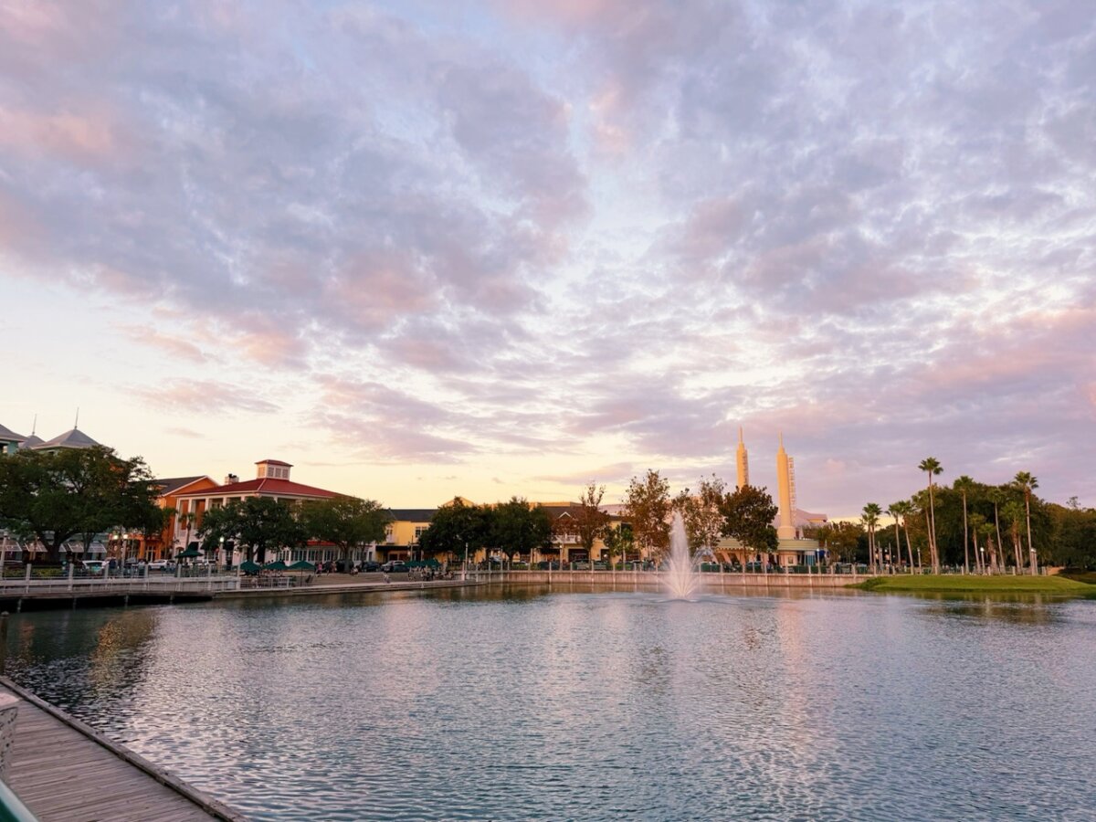 Lake and hotel in Celebration, Florida