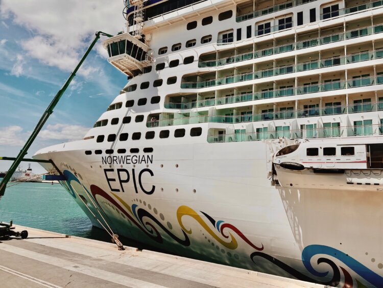 Norwegian Epic cruise ship docked in port