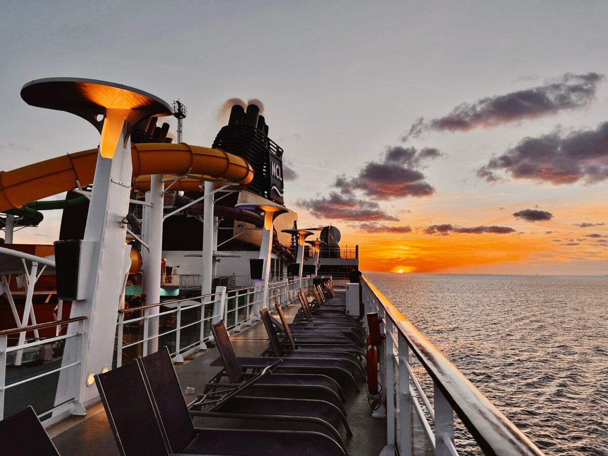 NCL Epic Pool Deck During Sunset