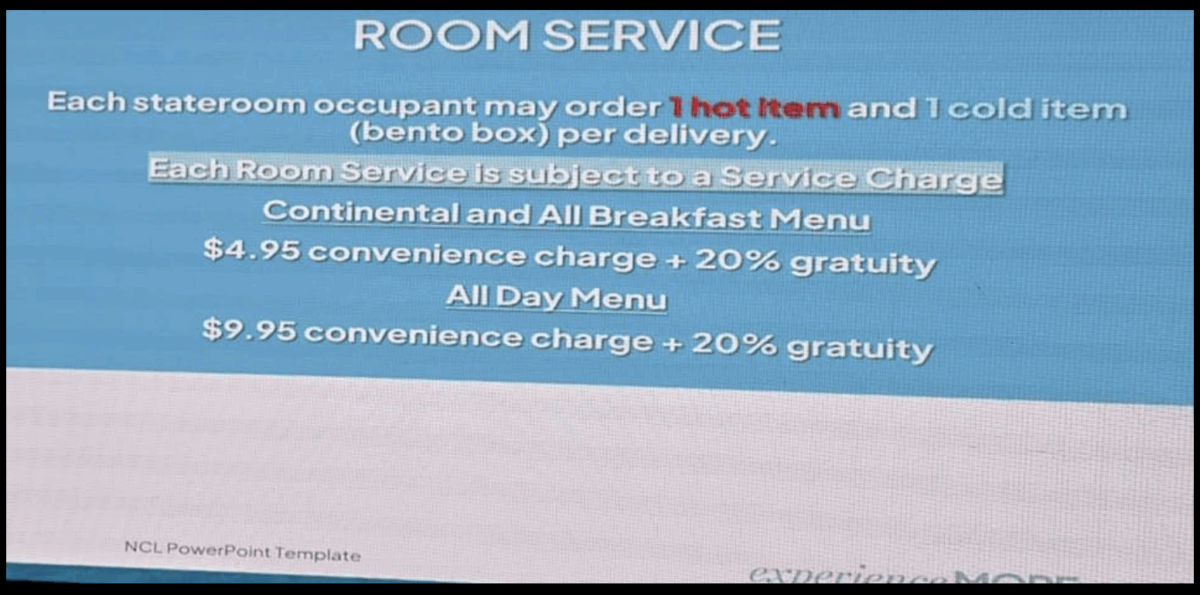NCL Room Service Update