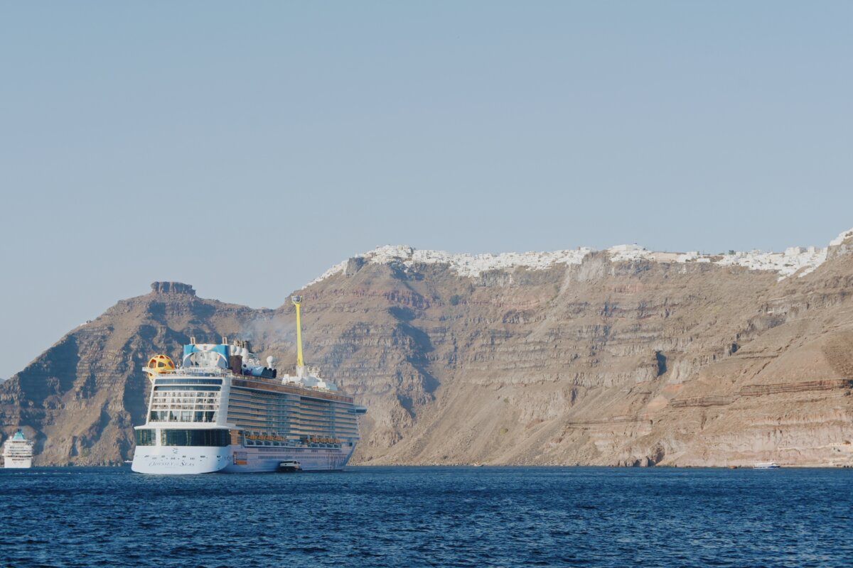 Odyssey of the Seas anchored in Santorini, Greece