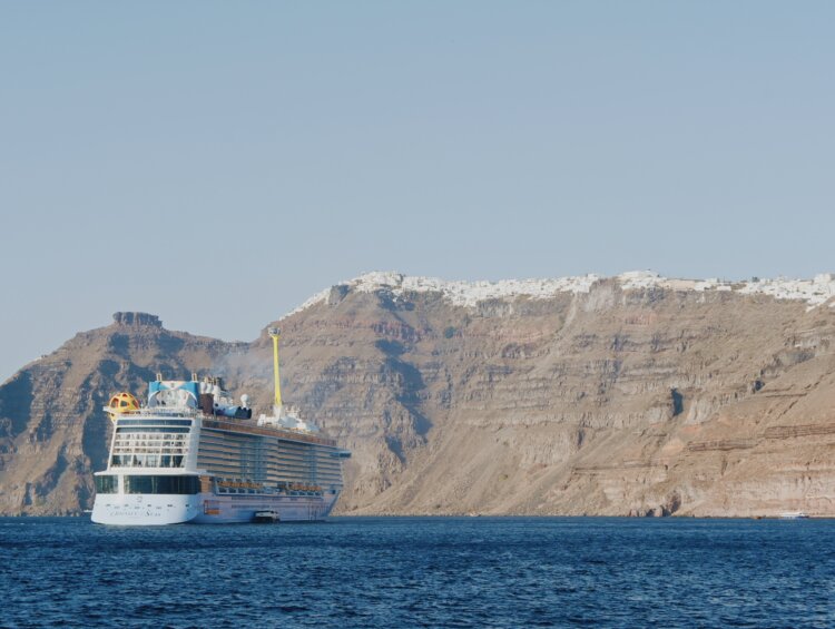 Odyssey of the Seas anchored in Santorini, Greece