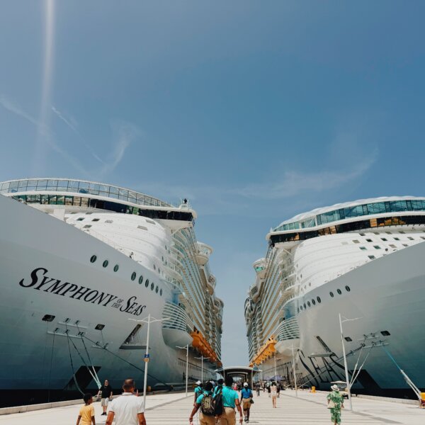 Symphony and Wonder of the Seas docked in Nassau, Bahamas