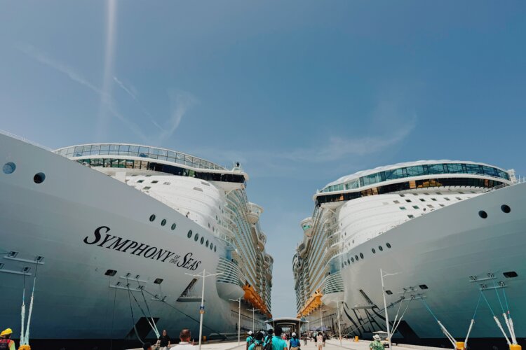 Symphony and Wonder of the Seas docked in Nassau, Bahamas