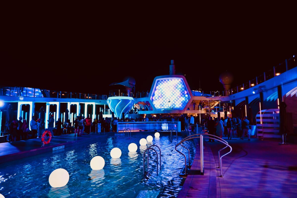 Celebrity Ascent pool deck party at night