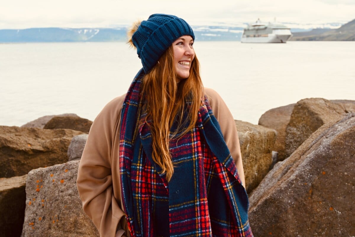 Hat and Scarf in Iceland during cruise