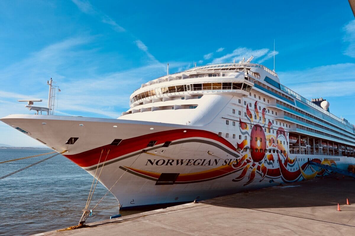 Norwegian Sun docked in Lisbon, Portugal
