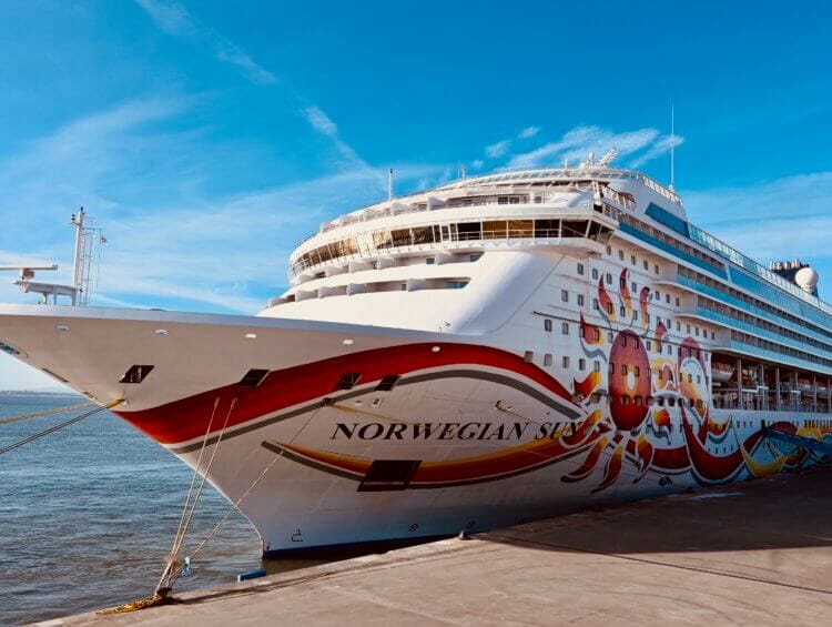 Norwegian Sun docked in Lisbon, Portugal