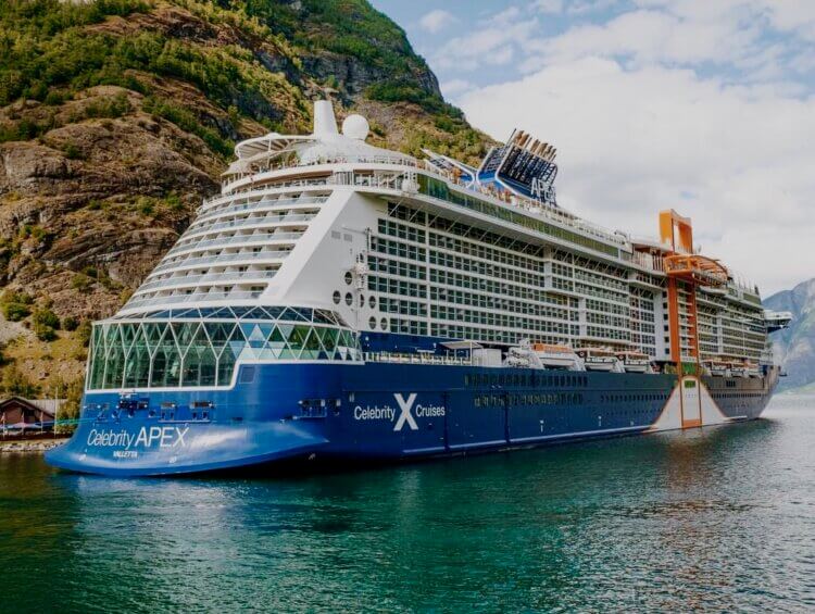 Celebrity Apex docked in Norway fjord
