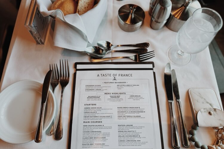 Main Dining Room Menu on a Royal Caribbean cruise