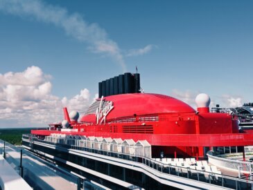 Virgin Voyages Valiant Lady docked in Costa Maya, Mexico
