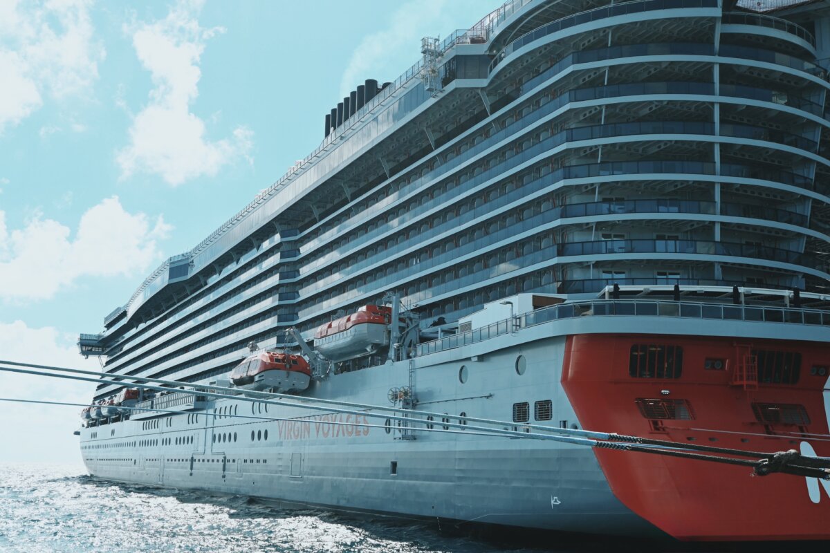 Virgin Voyages' Valiant Lady docked in Costa Maya
