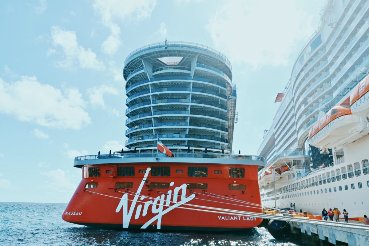Virgin Voyages' Valiant Lady docked in Costa Maya