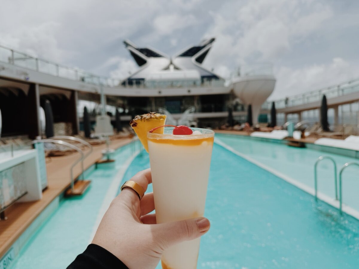 Pina Colada cocktail on Celebrity Cruises pool deck