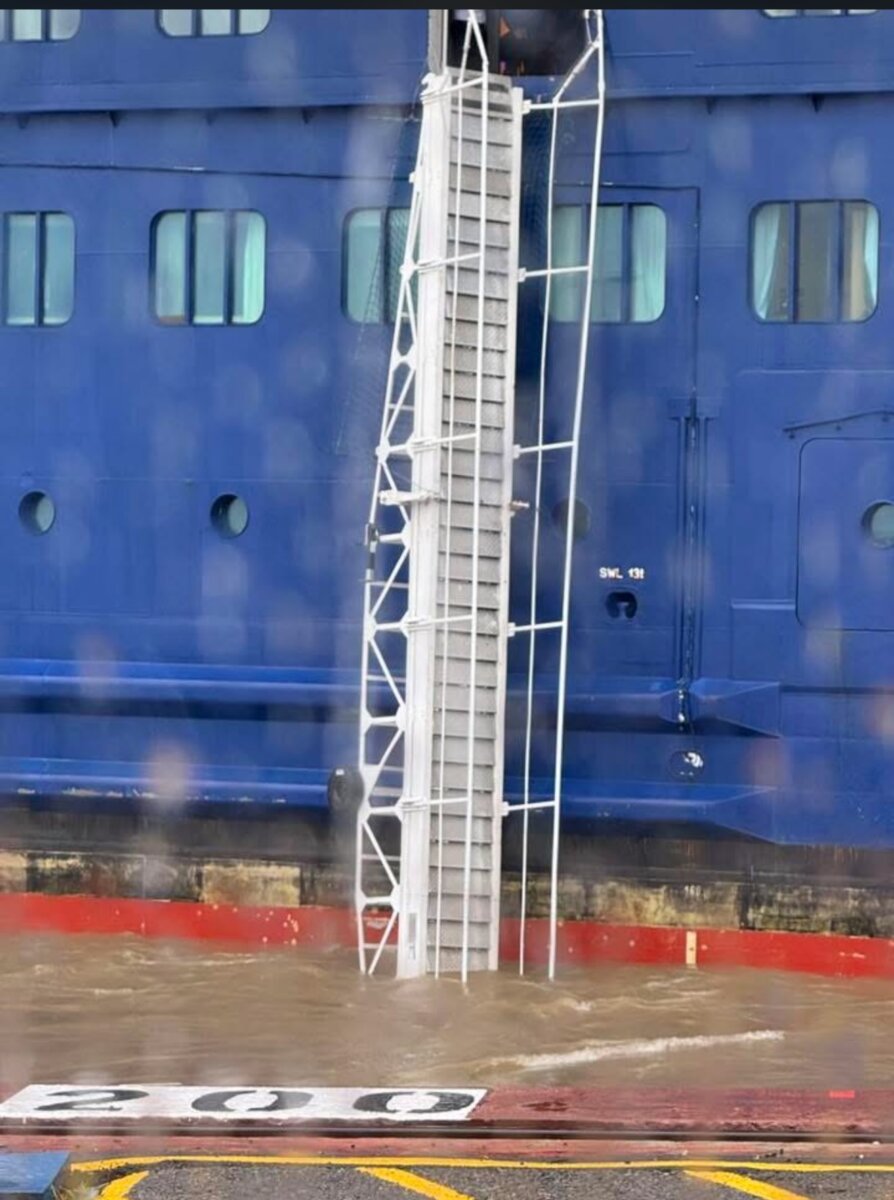 Celebrity Equinox gangway falling into ocean