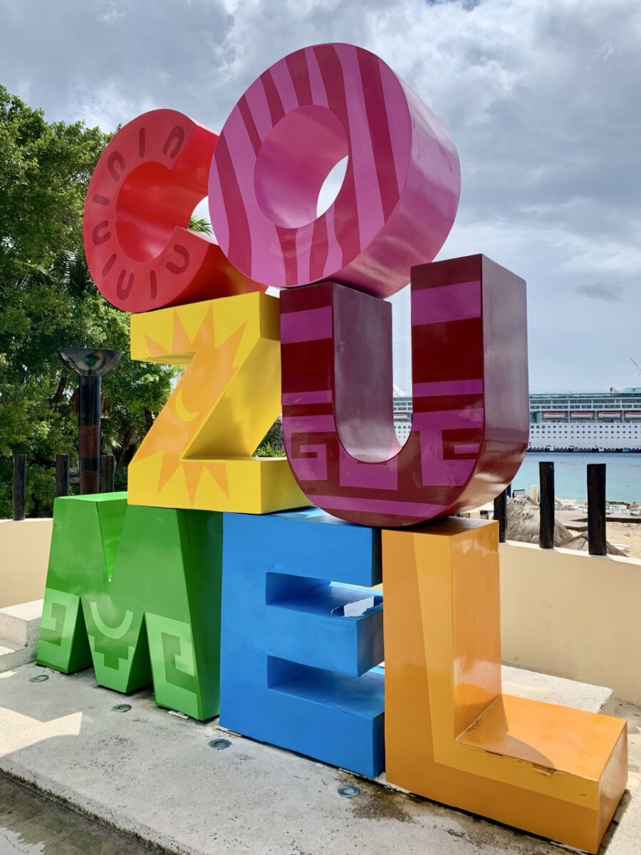 Colorful Cozumel sign near the cruise port