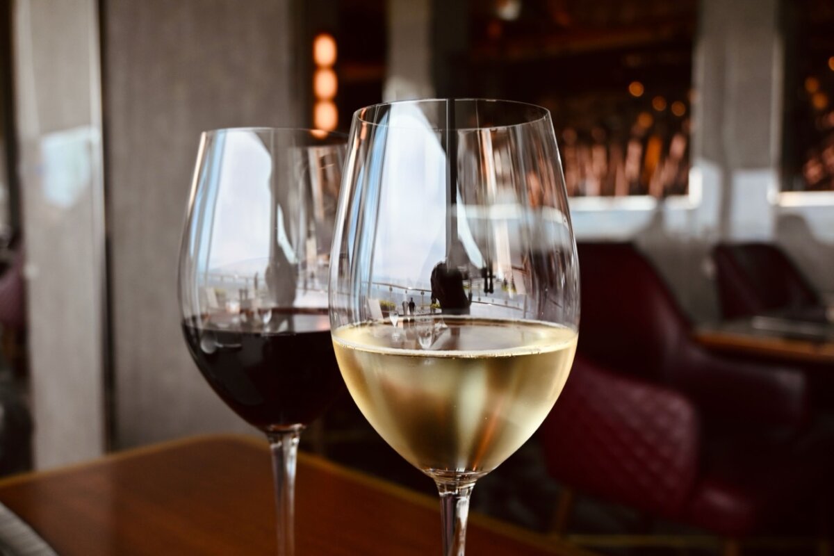 Two glasses of wine at Fine Cut Steakhouse