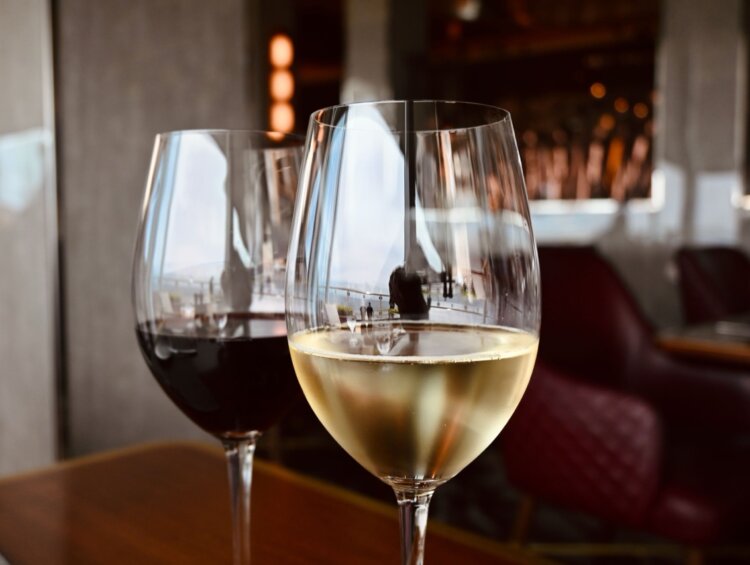 Two glasses of wine at Fine Cut Steakhouse