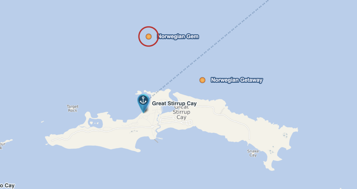 NCL Getaway and NCL Gem at Great Stirrup Cay