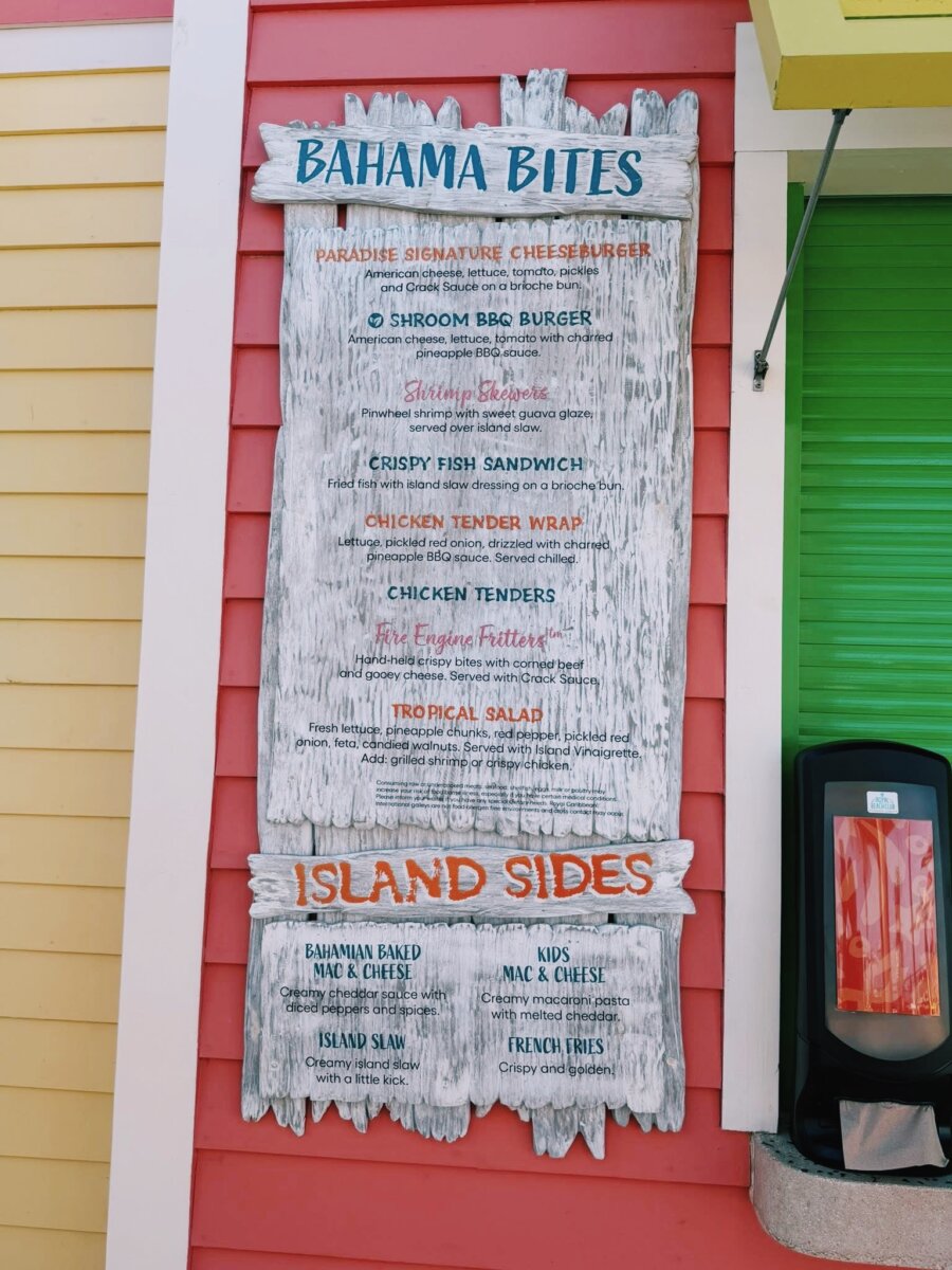 Royal Beach Paradise Island Food Menu