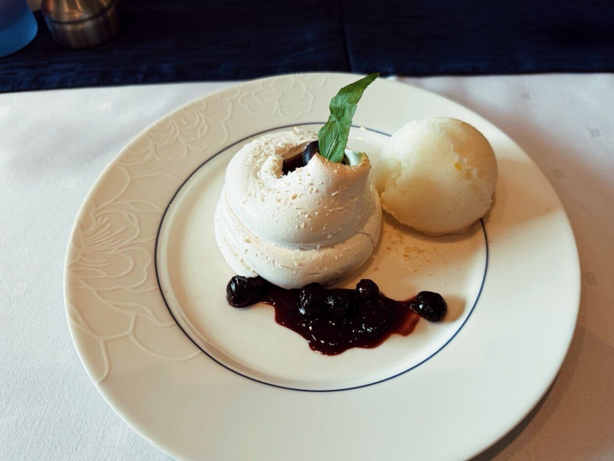 Blueberry Pavlova at Blu Restaurant