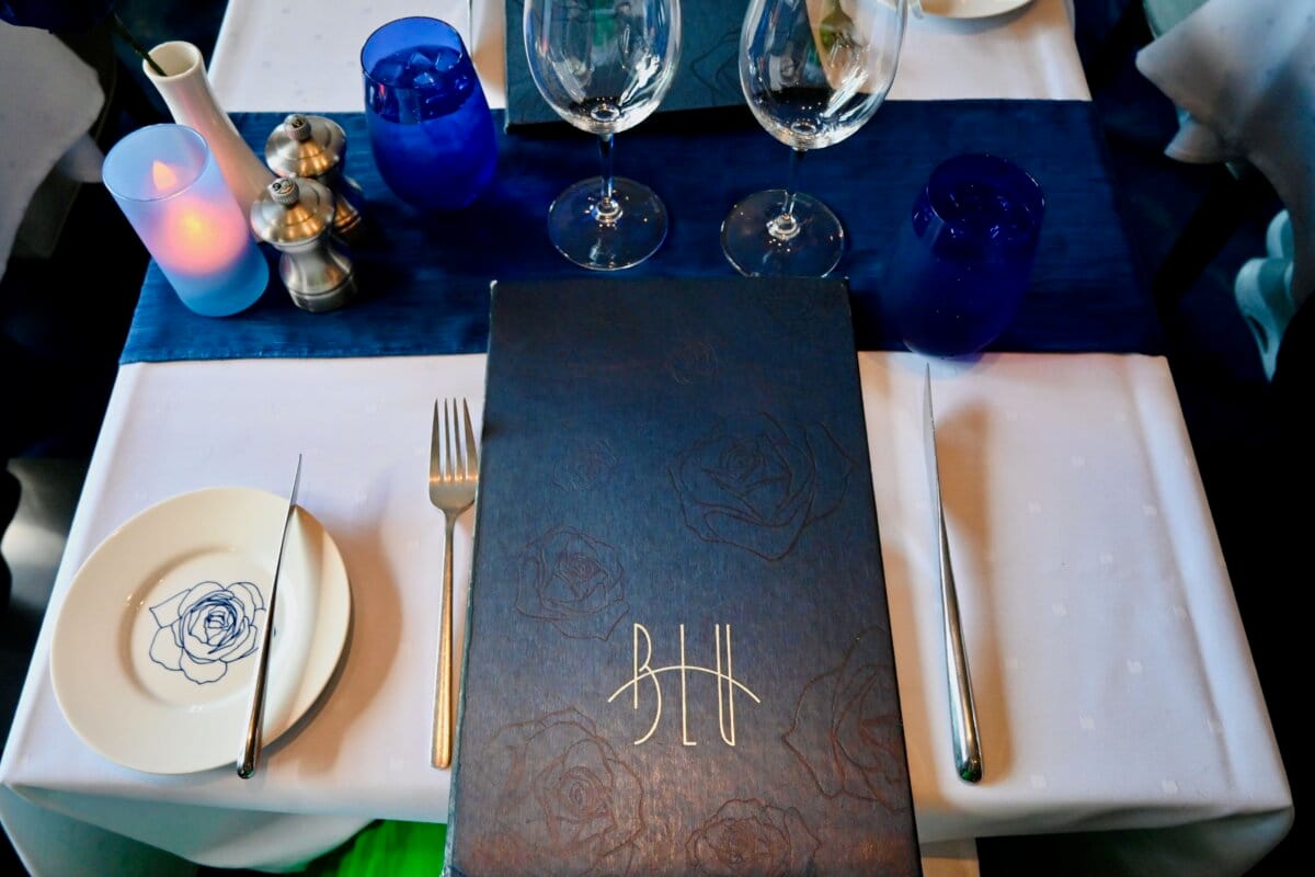 Celebrity Cruises' AquaClass Blu Restaurant Menu
