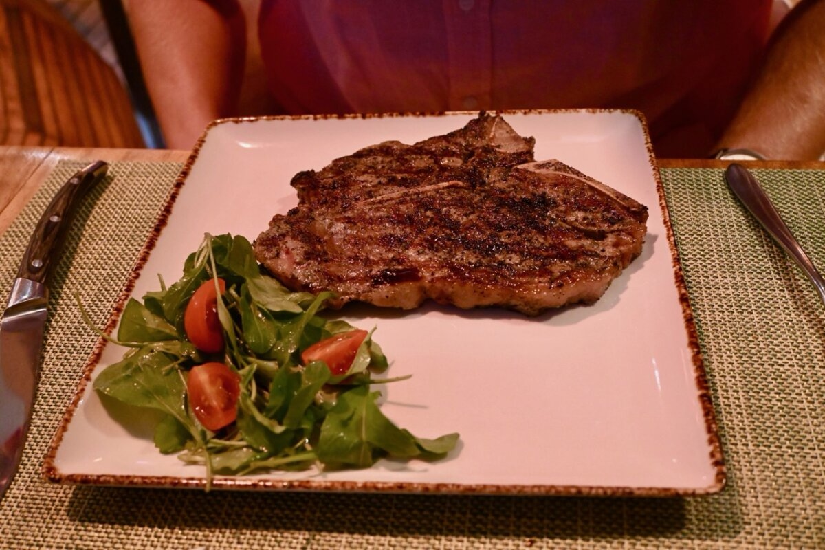 T-bone steak at Celebrity's Rooftop Garden Grill