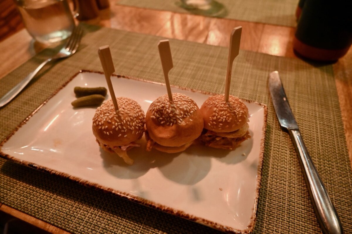 Pulled Pork Slider Trio at Celebrity's Rooftop Garden Grill