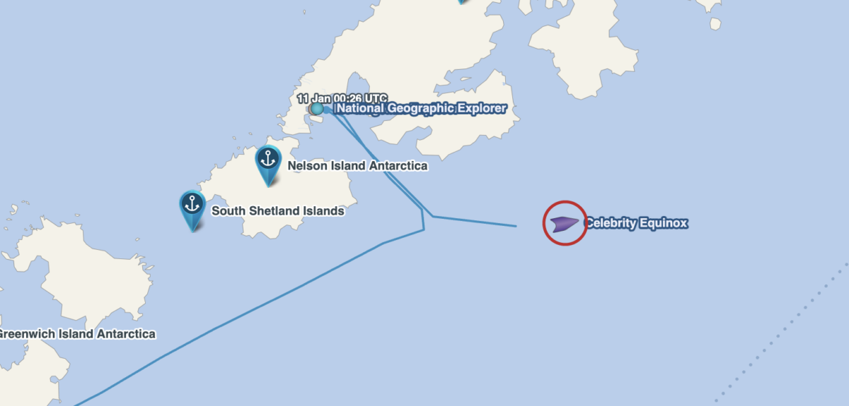 CruiseMapper Celebrity Equinox Antarctica Diversion