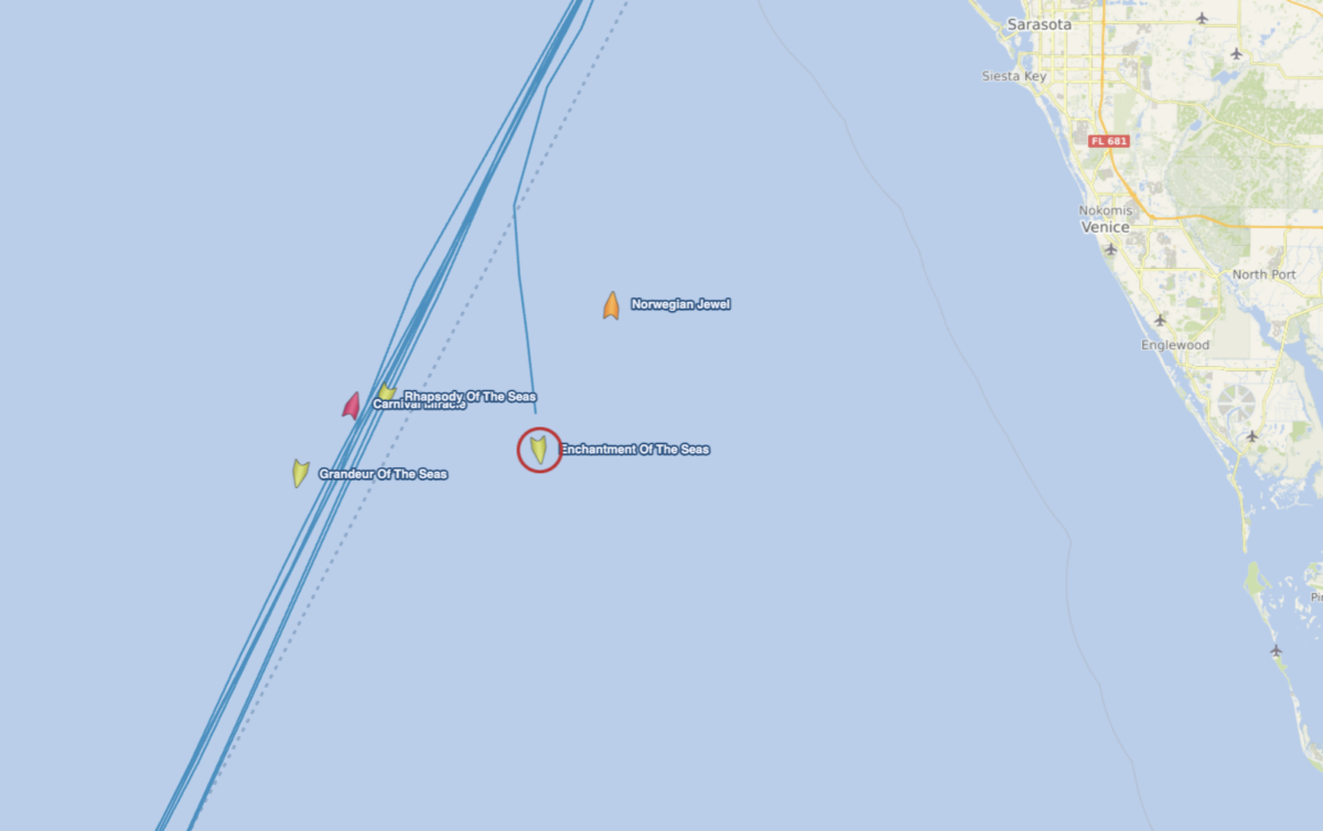 Enchantment of the Seas CruiseMapper current location