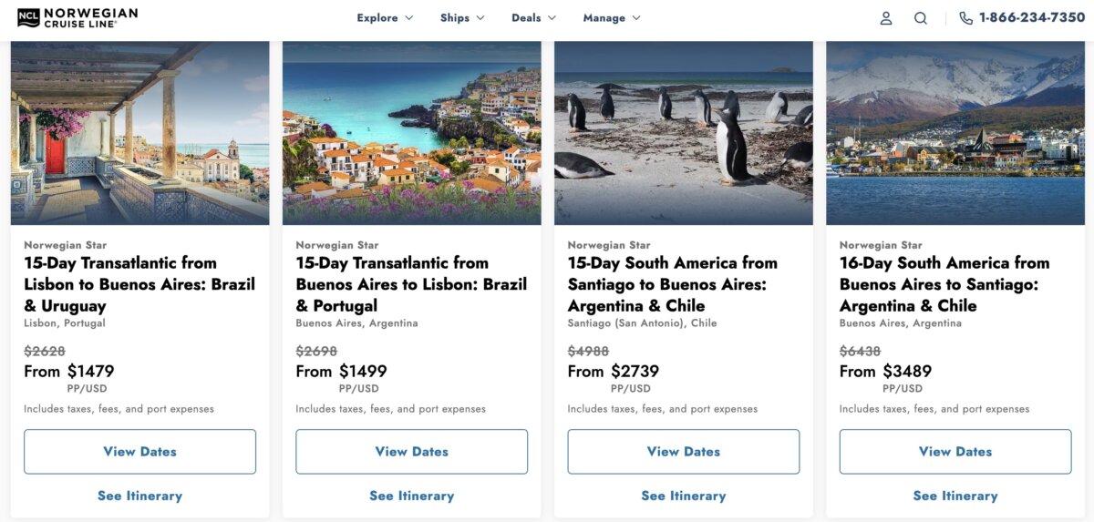 Norwegian Cruise Line's South America and Antarctica itineraries