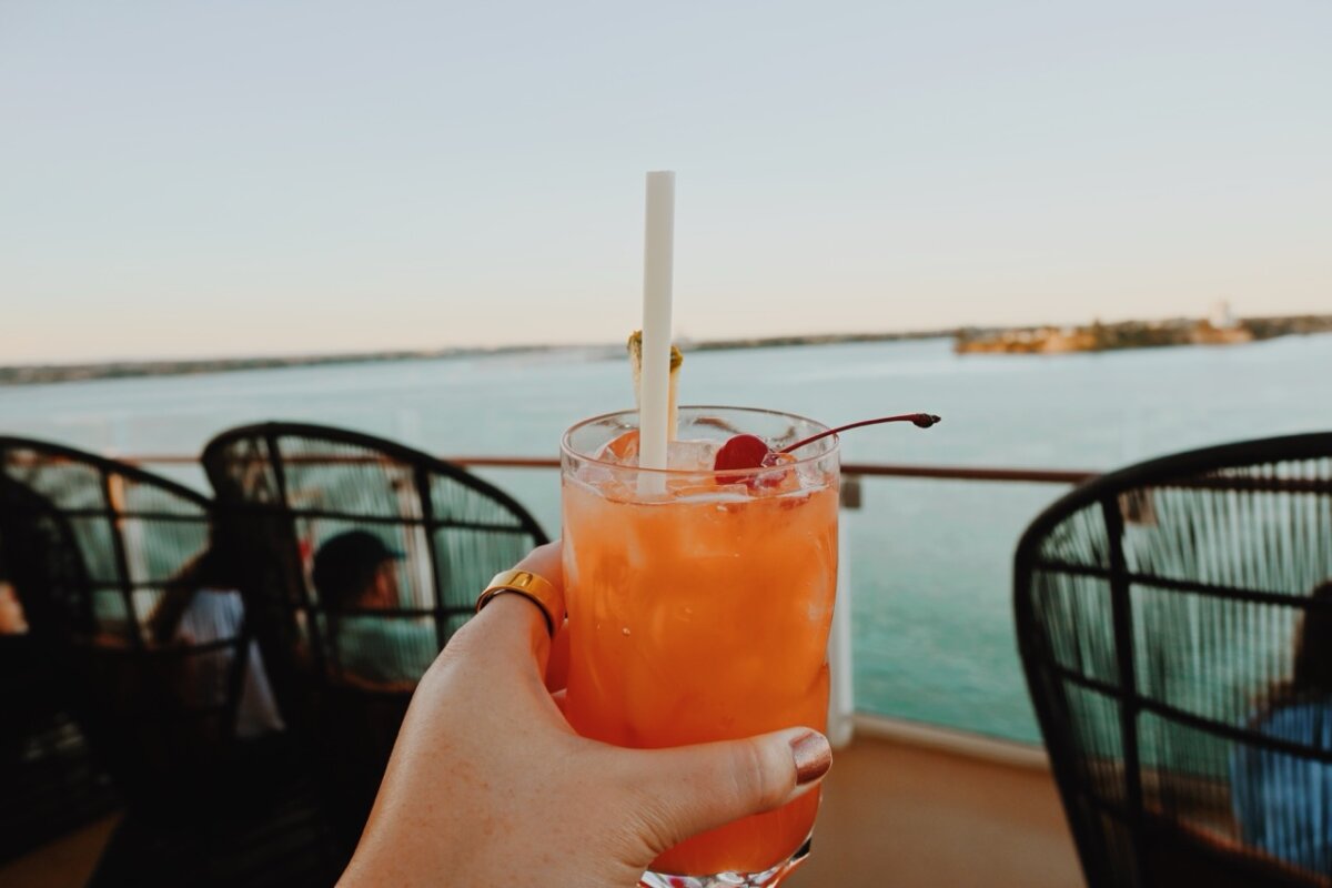 Fruity cocktail at the sunset bar