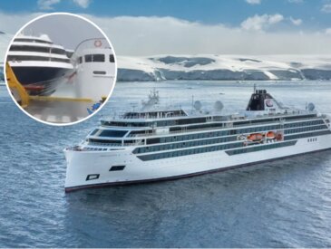 Viking Octantis struck bu Atlas Ocean Voyages' ship, World Traveller, in Ushuaia