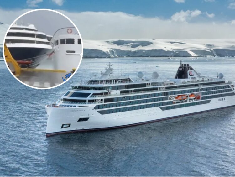 Viking Octantis struck bu Atlas Ocean Voyages' ship, World Traveller, in Ushuaia