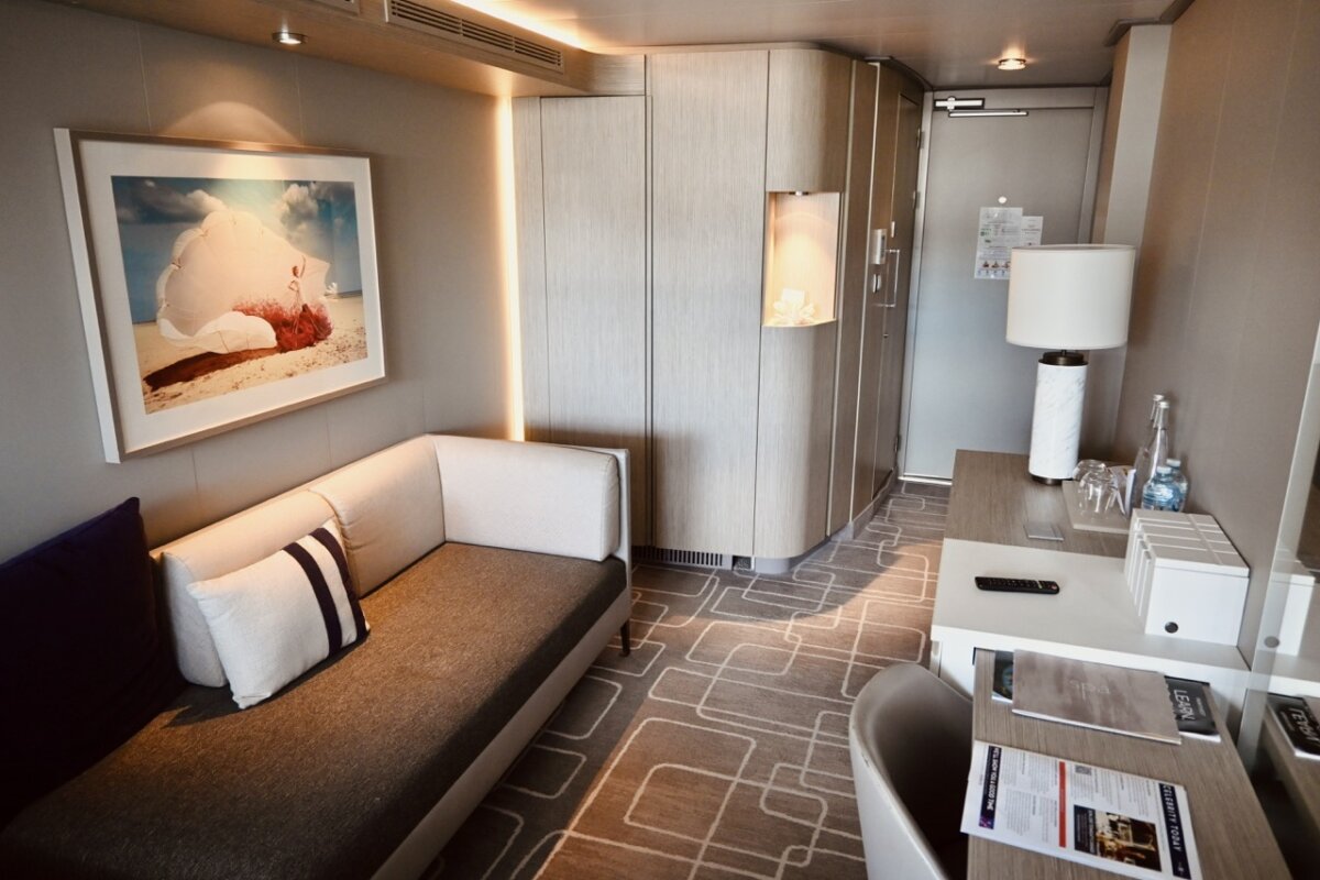 Couch in Infinite Veranda cabin