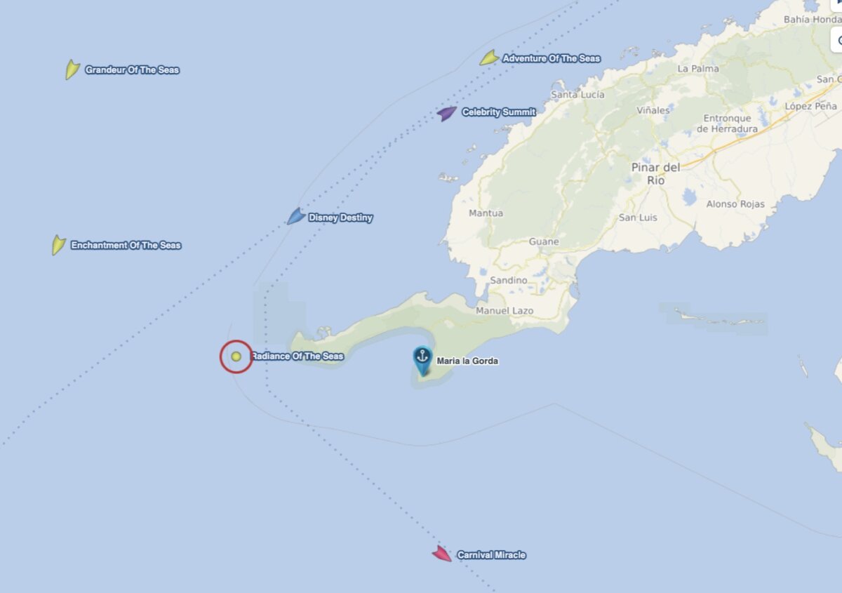 CruiseMapper Radiance of the Seas location