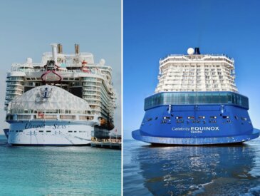 Utopia of the Seas side by side with Celebrity Equinox