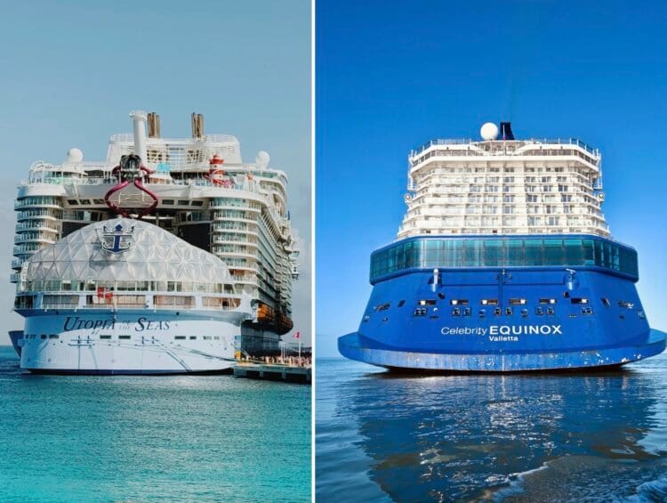 Utopia of the Seas side by side with Celebrity Equinox