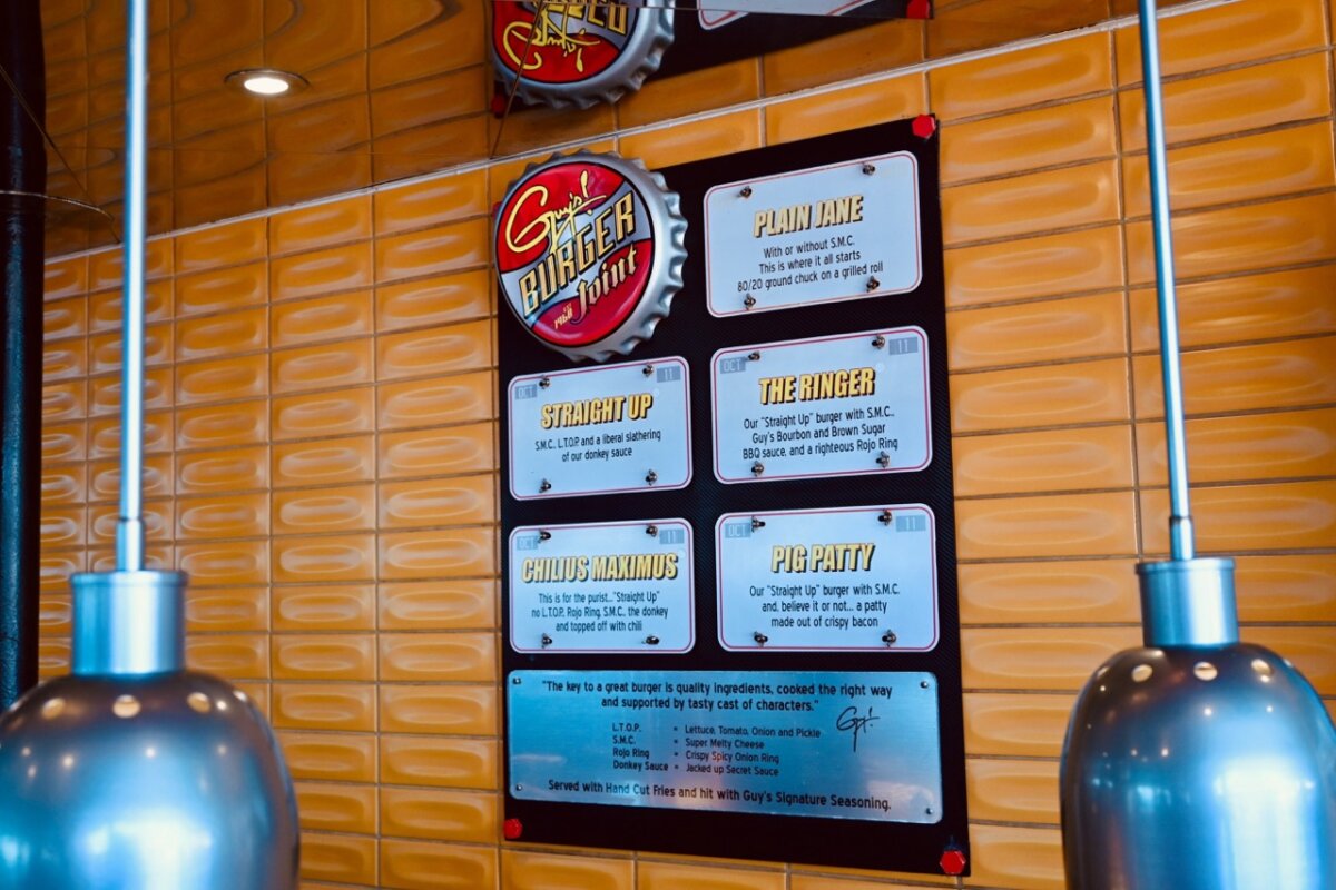 Carnival Cruise Line Guy's Burger Joint Menu