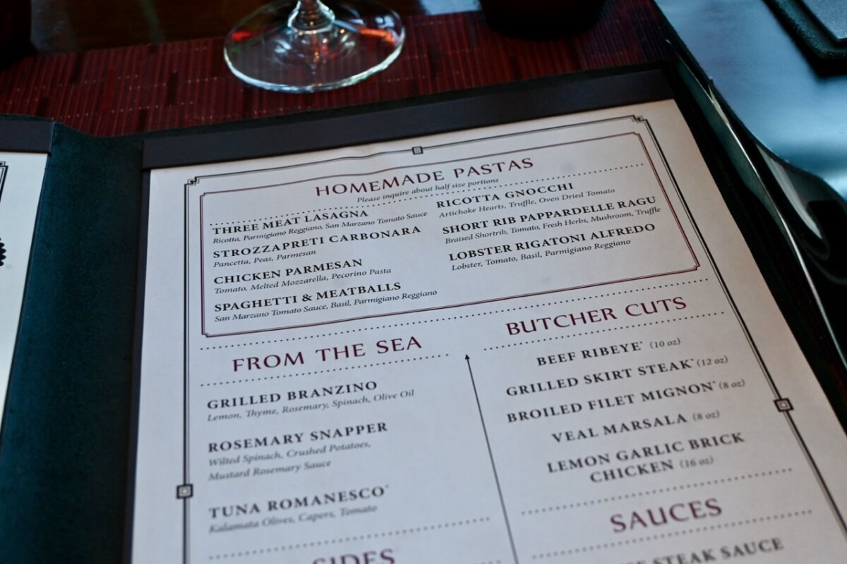 Celebrity Cruises Tuscan Grille Menu Pasta