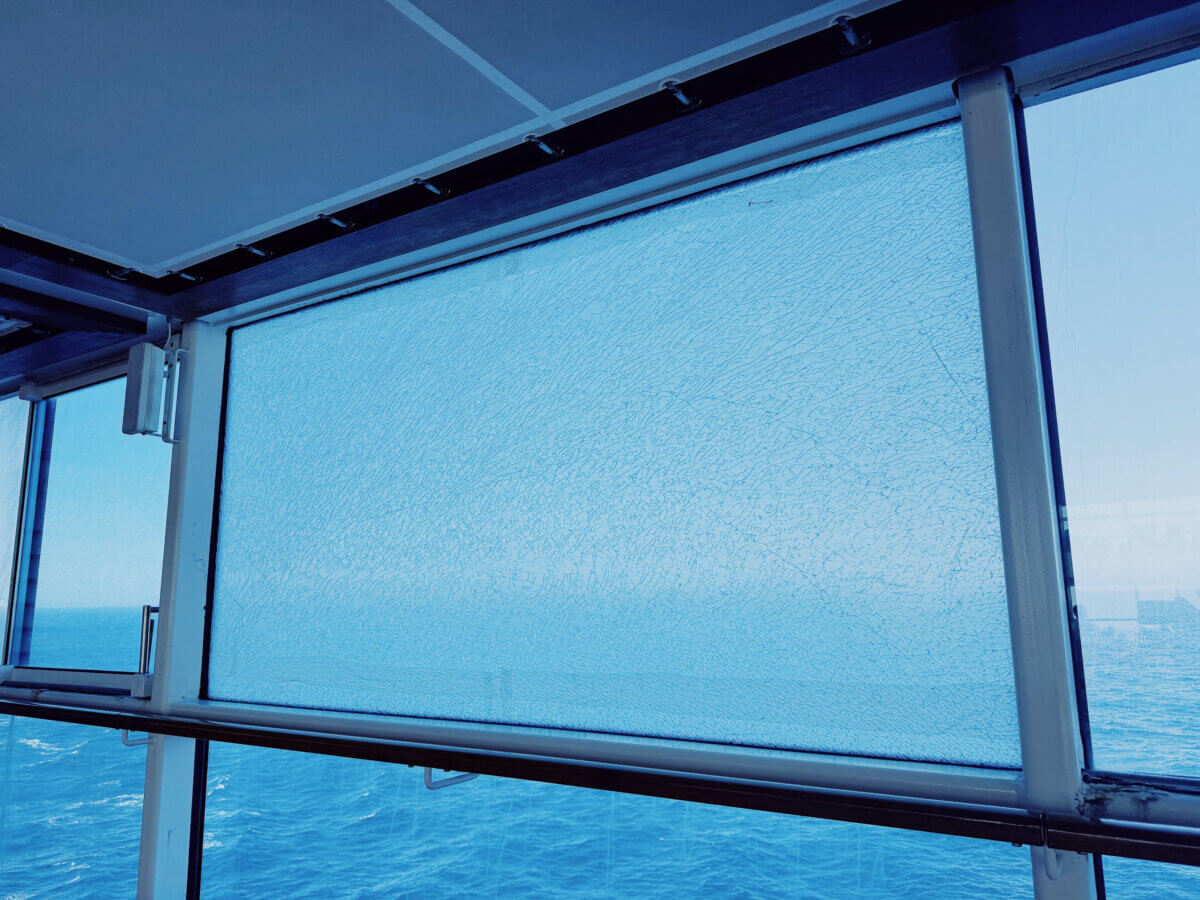 Broken window on Celebrity Equinox