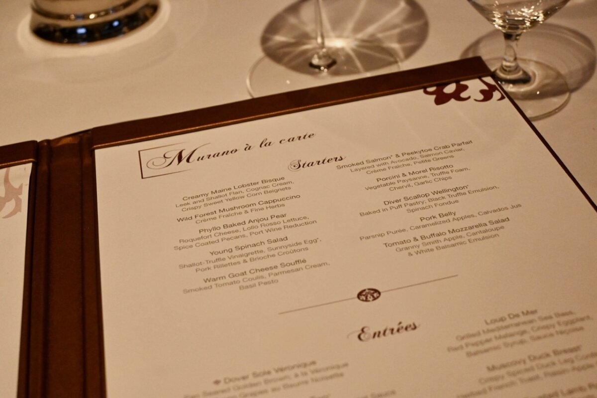 Celebrity Murano Restaurant Menu