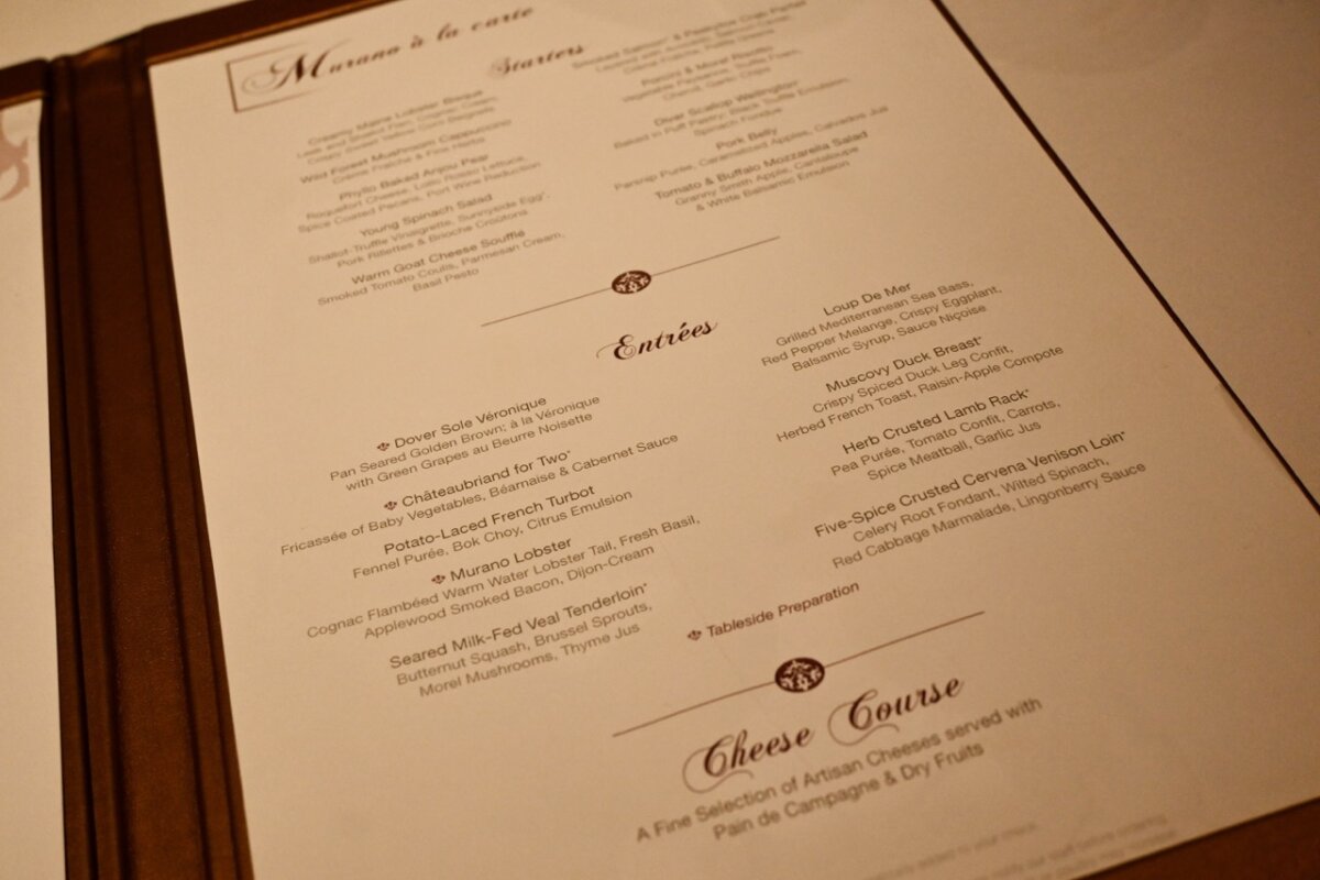 Celebrity Murano Restaurant Menu