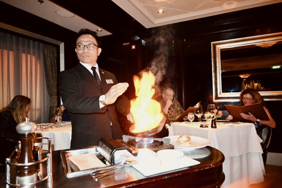 Celebrity Murano Restaurant tableside preparation