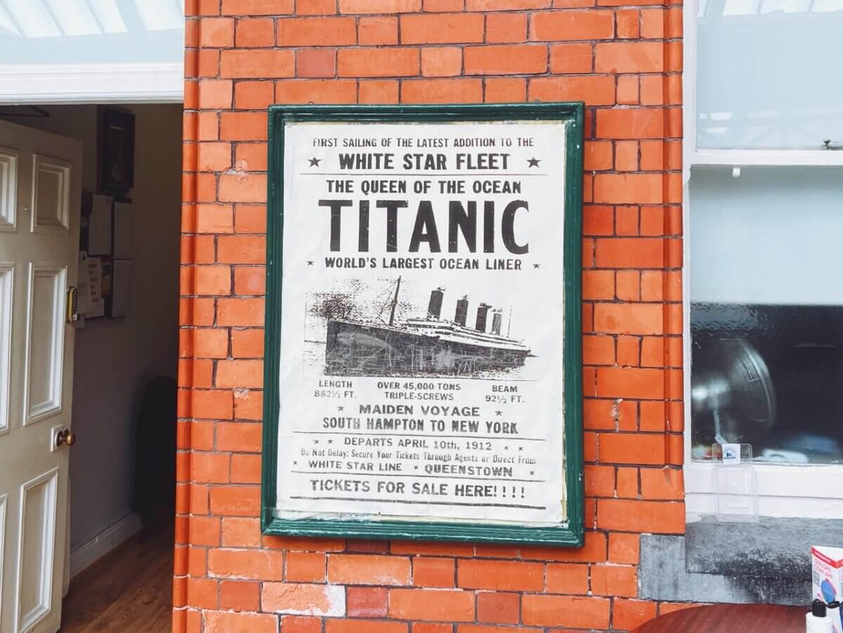 Titanic News Sign in Cobh, Ireland