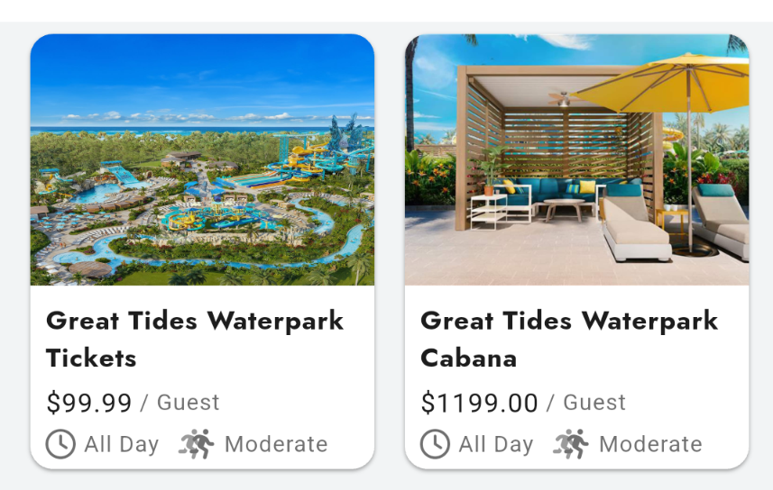 Great Tides Waterpark tickets and cabana
