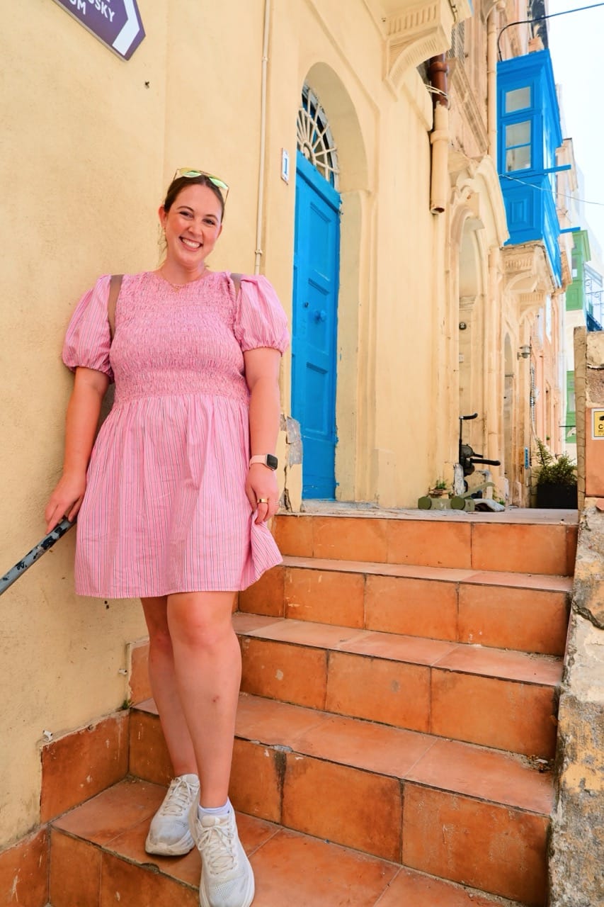 Allie Hubers in Valetta, Malta with Walking Shoes for European Cruise Outfit