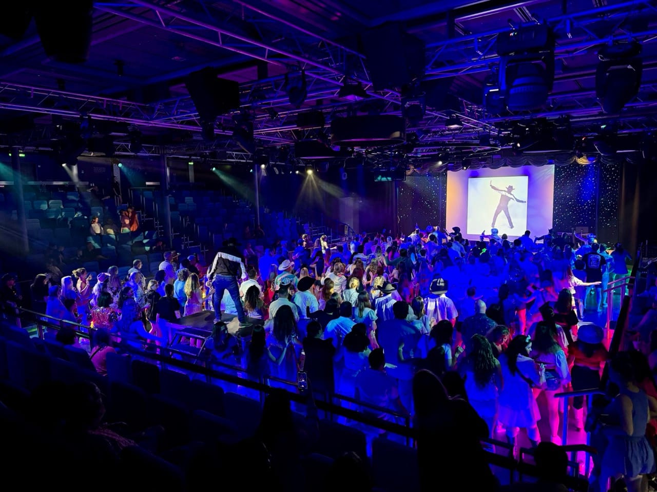 Country line dance party in the ice skating rink on Harmony of the Seas